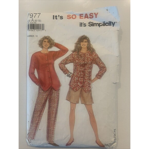 VTG Simplicity Pants, Shorts & Top Plus Sizes 6-18 Uncut Pattern 7977 FF UNCUT - Picture 1 of 2